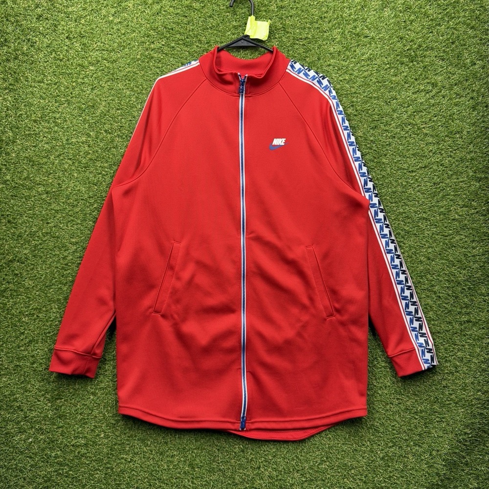 Nike Sportswear Track Jacket Mens XL Red White Full Zip Retro Logo Sportswear